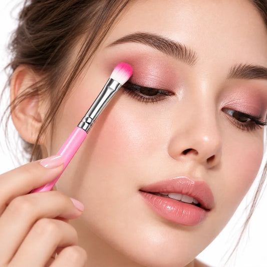 Set de 7 Brochas de Maquillaje con Estuche Rosa