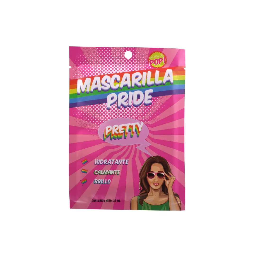 Mascarilla facial en gel Pride hidratante y calmante, ideal para piel suave y fresca